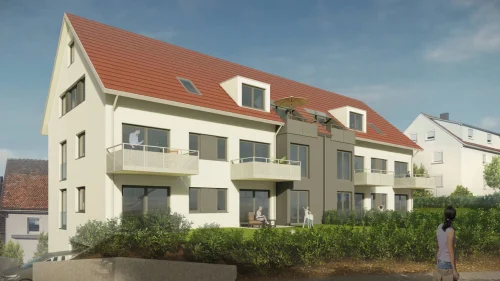 Außenansicht des Mehrfamilienhauses „Bergerhausen“ in Biberach.